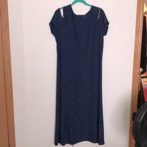 Attitudes Navy PLX full length dress with separated cap sleeves